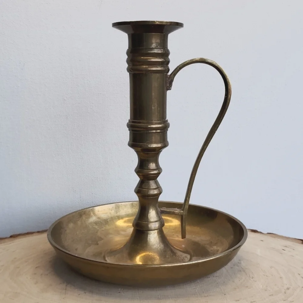 Vintage Solid Brass Chambers Maid Candleholder